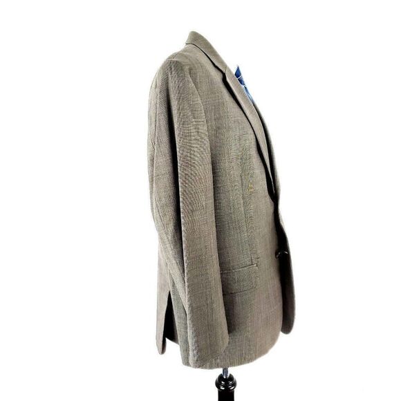 Joe Joseph Abboud Wool 2 Button Blazer 42R Beige Nailshead Jacket - Picture 6 of 10